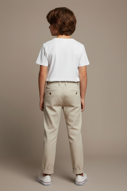Pantalon Beige Lin Décontracté Garçon - vue 2