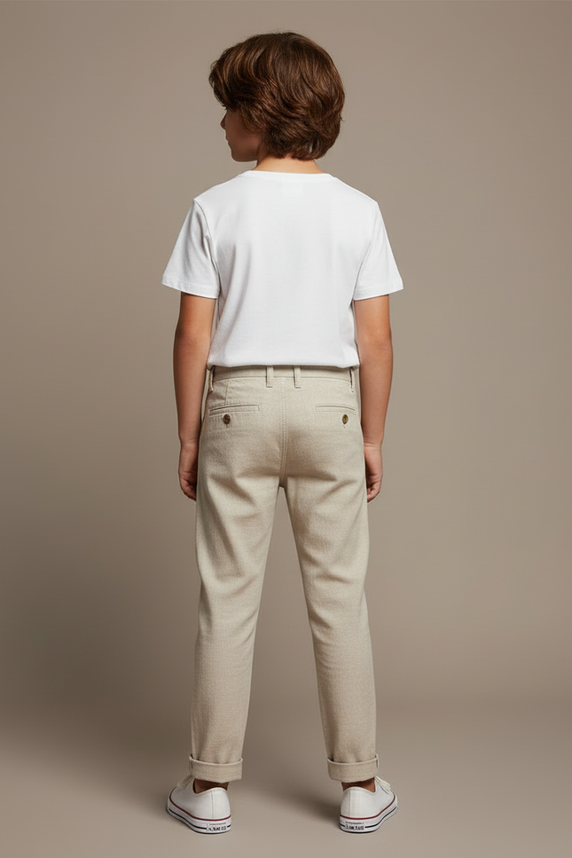 Pantalon Beige Lin Décontracté Garçon - vue 2