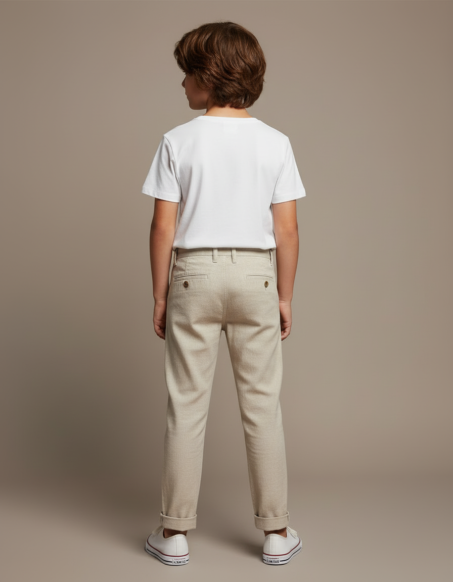 Pantalon Beige Lin Décontracté Garçon - vue 2