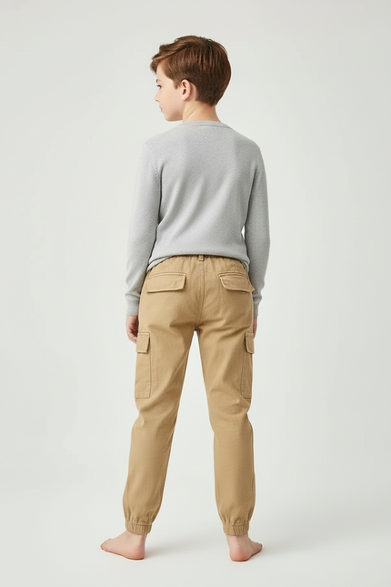 Pantalon Beige Cargo Coton Décontracté Enfant - vue 2