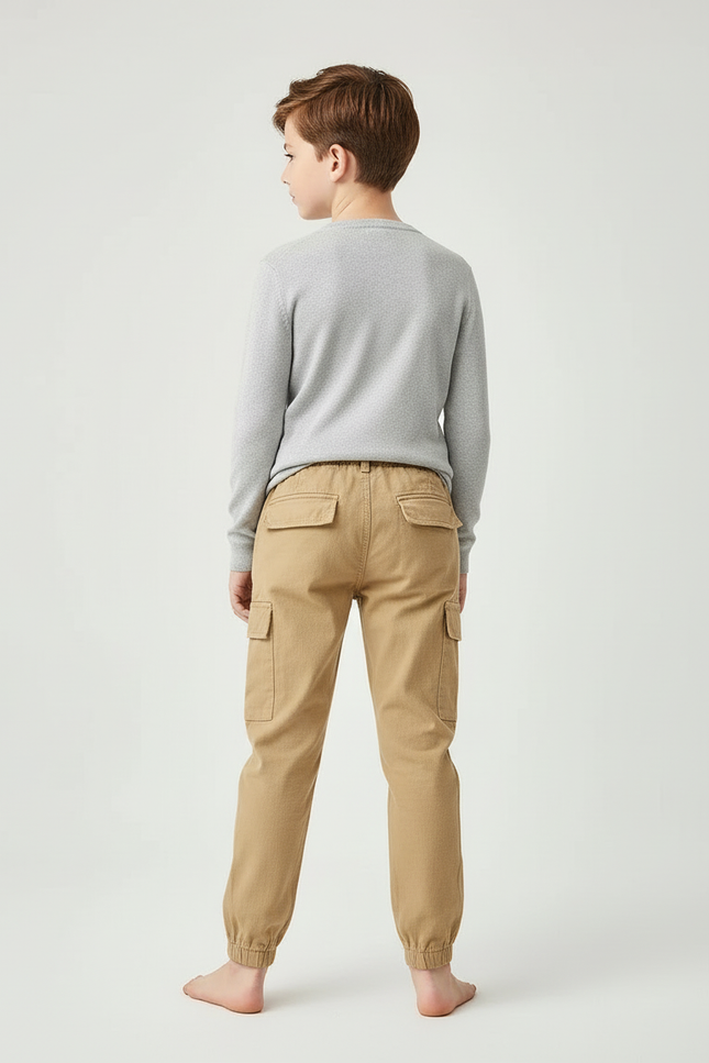 Pantalon Beige Cargo Coton Décontracté Enfant - vue 2