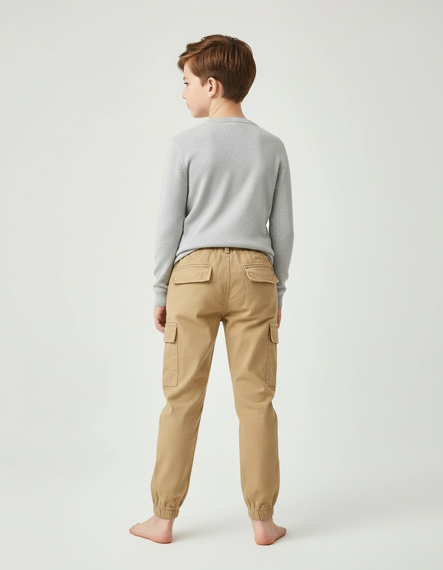 Pantalon Beige Cargo Coton Décontracté Enfant - vue 2