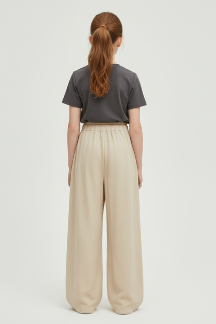 Pantalon Beige Ample Fluide Décontracté Enfant - Lin - vue 2