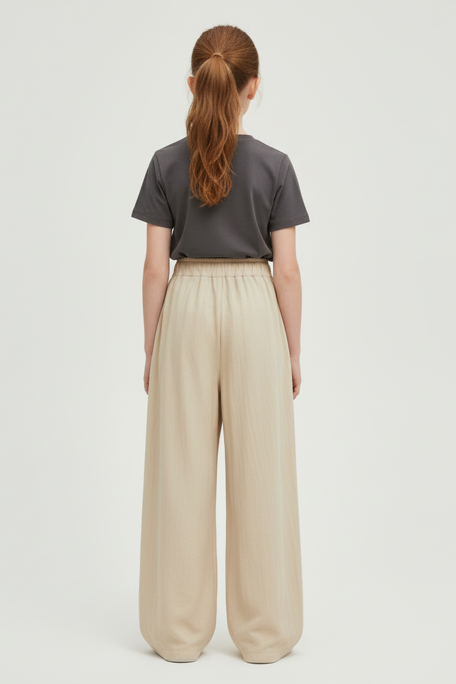 Pantalon Beige Ample Fluide Décontracté Enfant - Lin - vue 2