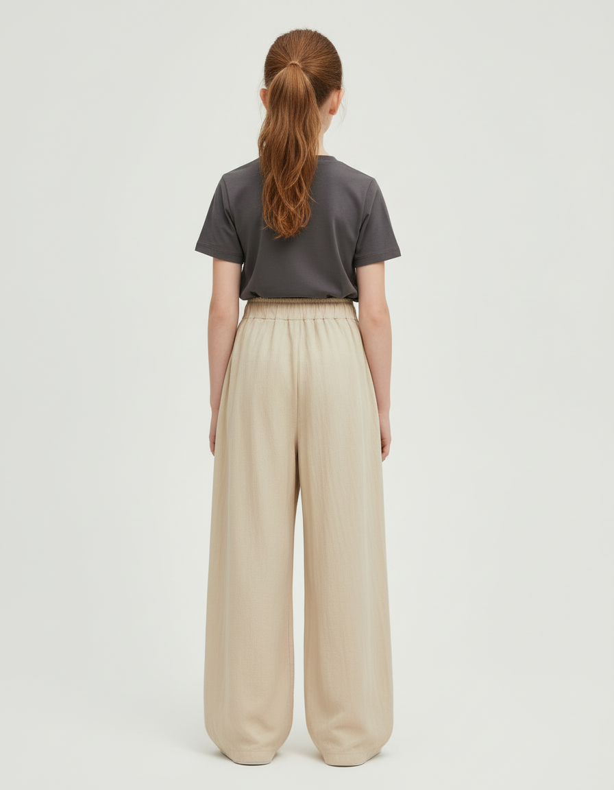 Pantalon Beige Ample Fluide Décontracté Enfant - Lin - vue 2