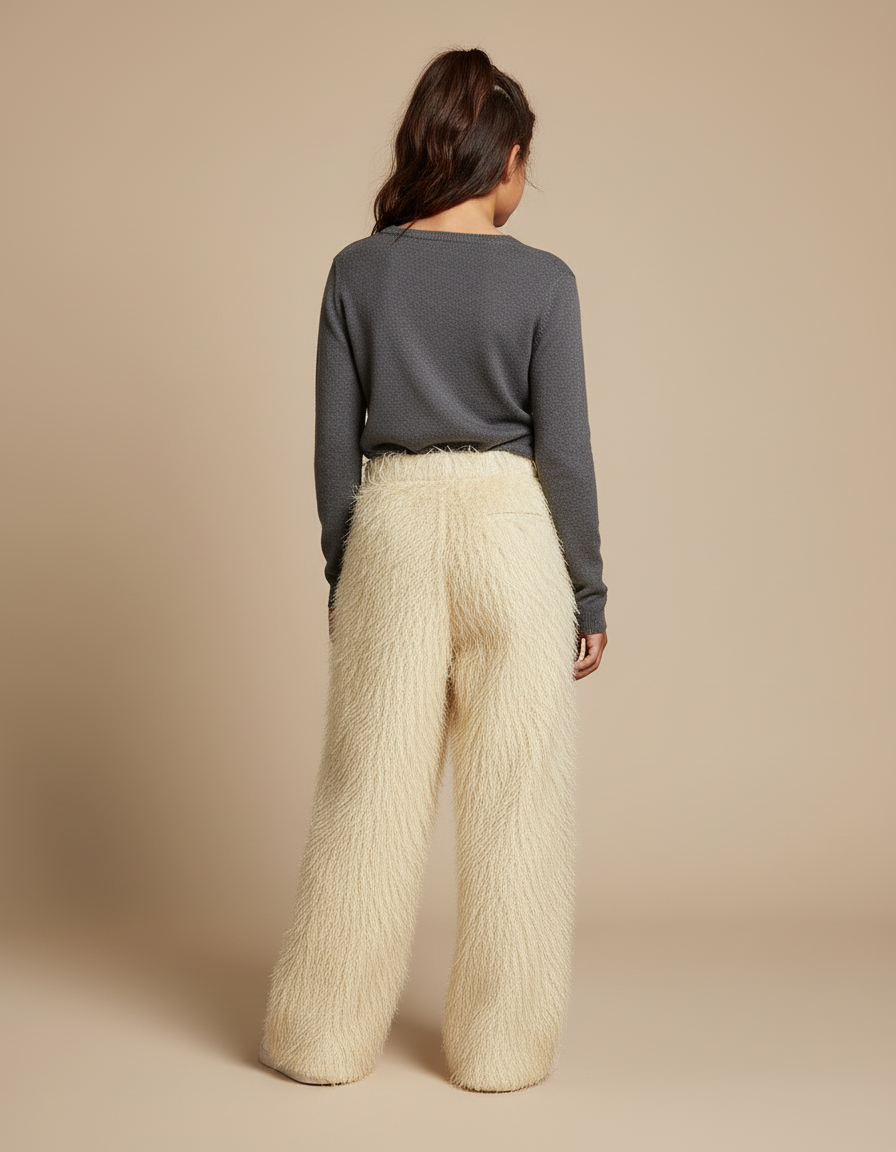 Pantalon Beige Poilu Ample Décontracté Enfant - Polyester - vue 2