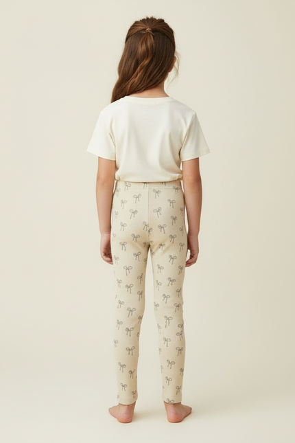 Pantalon Beige Côtelé Imprimé Nœuds Fille Confortable - Cordé - vue 2