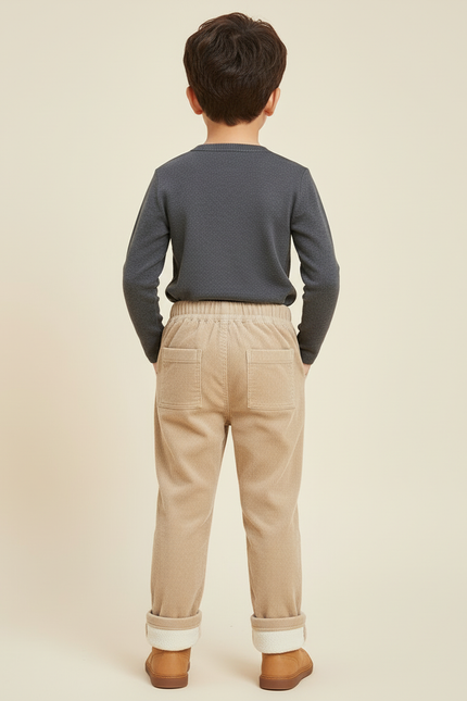 Pantalon Beige Côtelé Doublé Polaire Ample Enfant - Cordé - vue 2