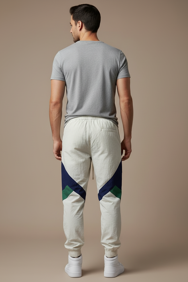 Pantalon Beige Sportif Patchwork Homme Jogging - Polyester - vue 2