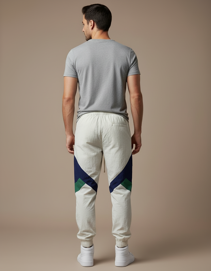 Pantalon Beige Sportif Patchwork Homme Jogging - Polyester - vue 2