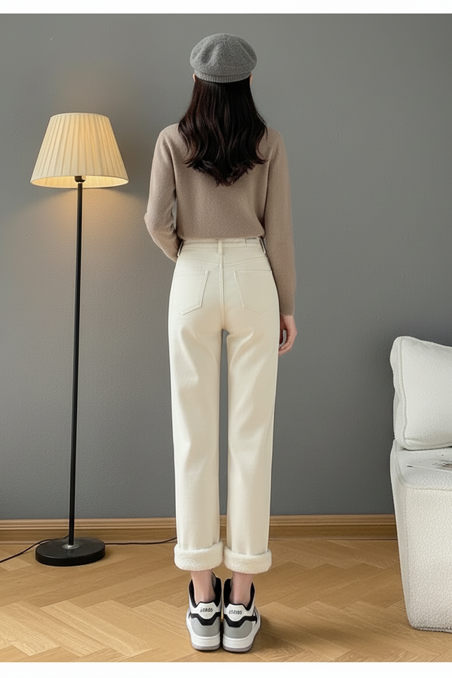 Pantalon Mom Beige - Molleton - vue 2