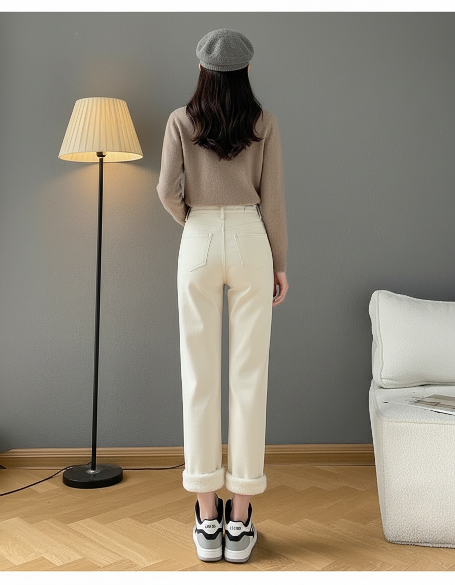 Pantalon Mom Beige - Molleton - vue 2