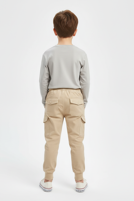 Pantalon Cargo Garcon Beige - Toile - vue 2
