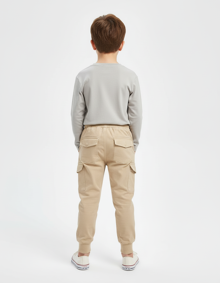 Pantalon Cargo Garcon Beige - Toile - vue 2