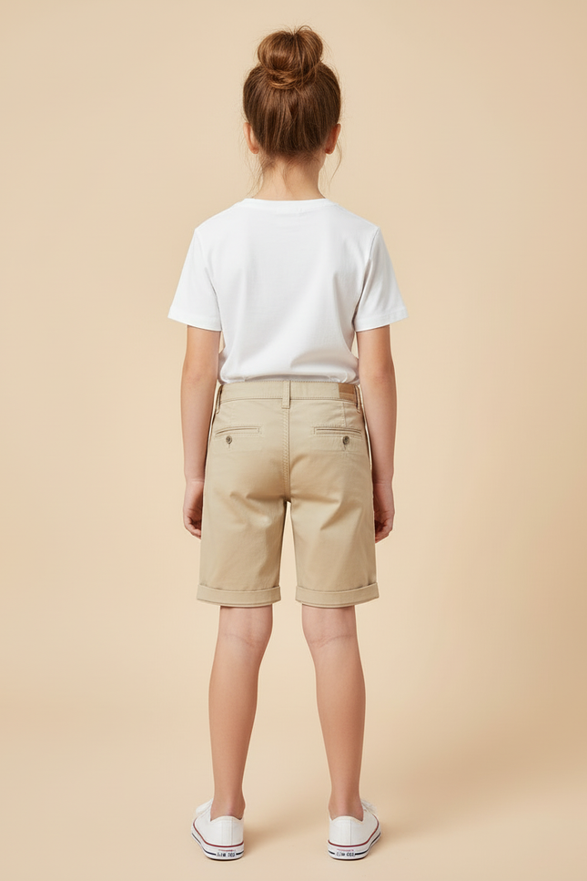 Pantalon Beige Court Coton Décontracté Enfant - vue 2
