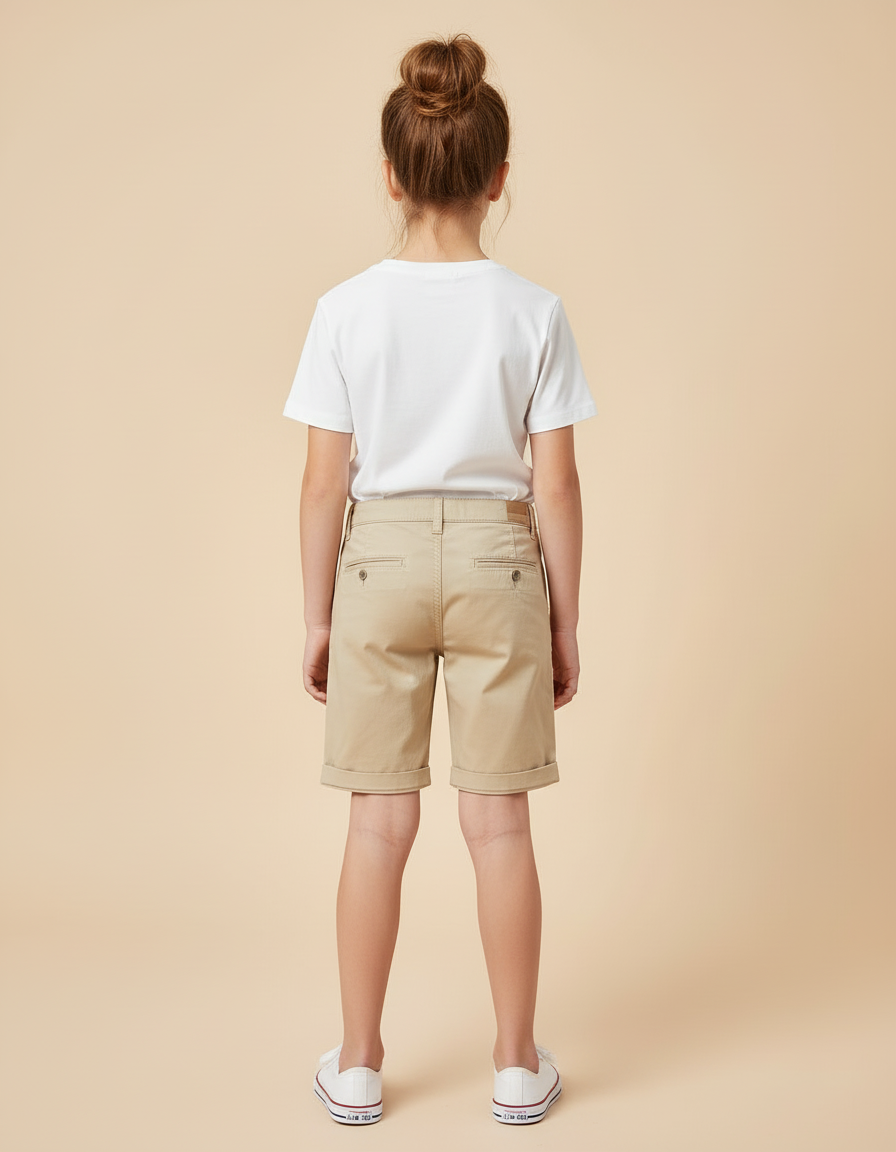 Pantalon Beige Court Coton Décontracté Enfant - vue 2