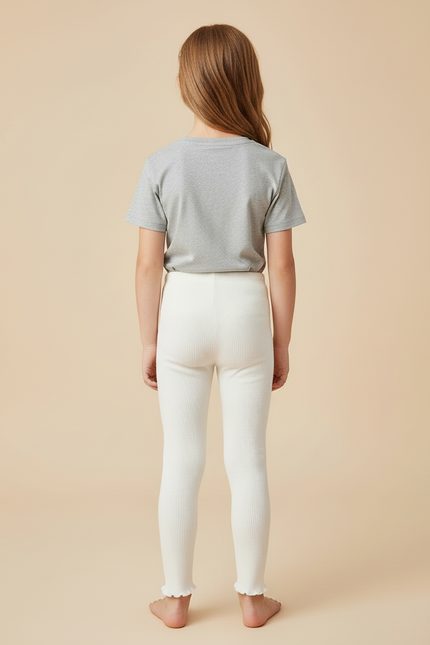 Pantalon Beige Côtelé Fleur Enfant Fille - Maille - vue 2