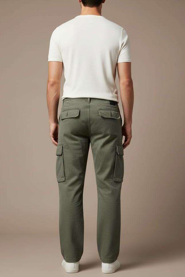 Pantalon Beige Cargo Ample Coton Homme - Kaki - vue 2