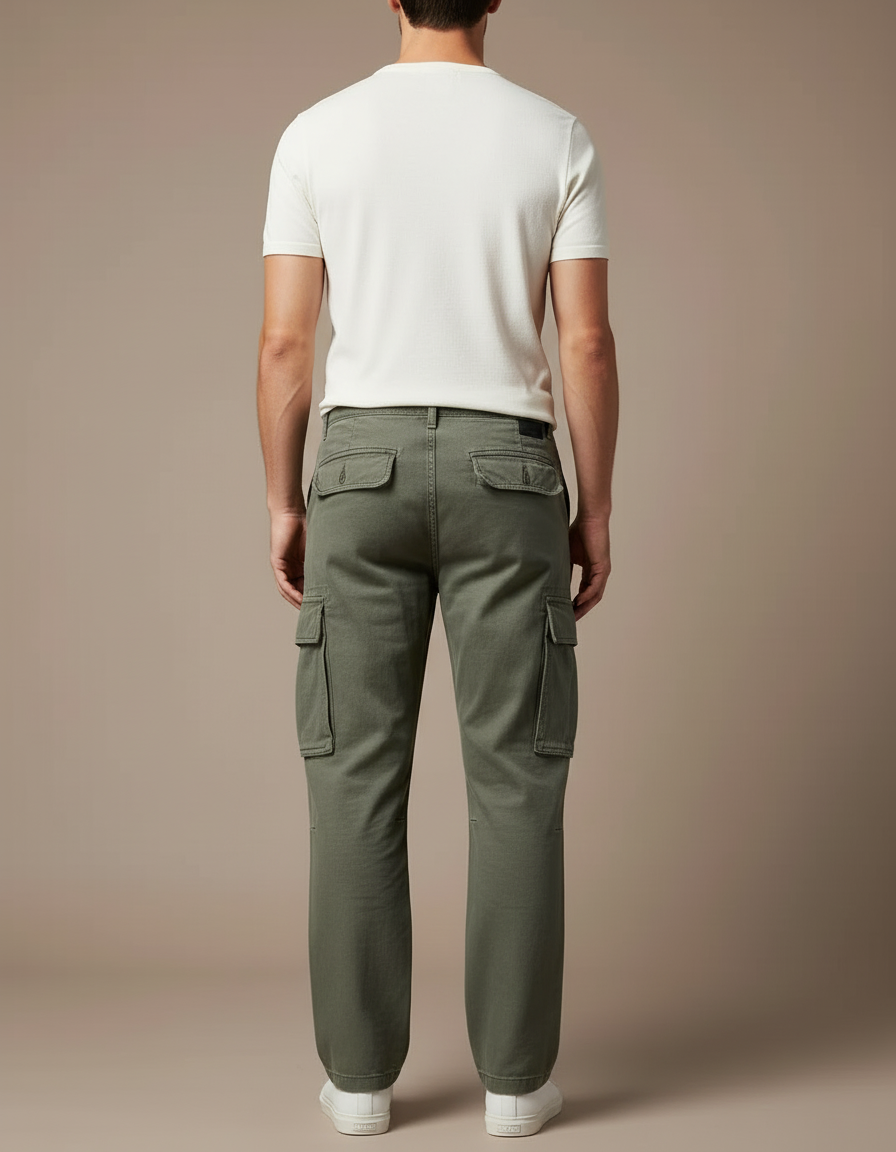 Pantalon Beige Cargo Ample Coton Homme - Kaki - vue 2