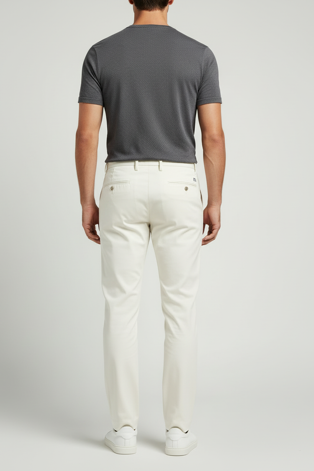 Pantalon Beige Homme Droit Décontracté Classique Coton - vue 2