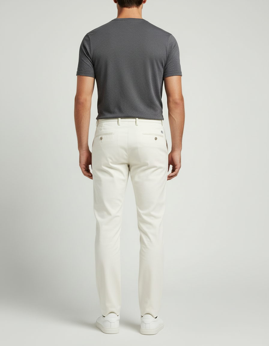 Pantalon Beige Homme Droit Décontracté Classique Coton - vue 2