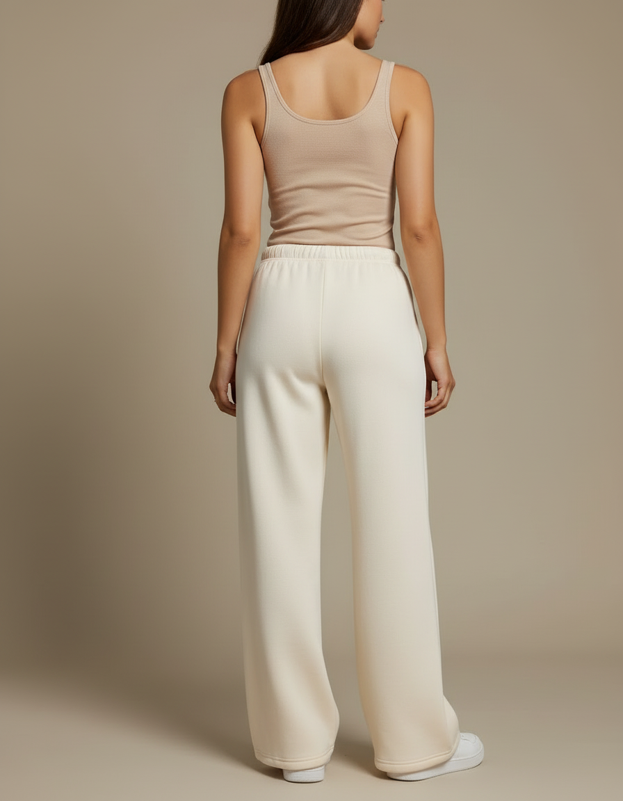 Pantalon Beige Ample Cordon Décontracté Femme Fluide - Molleton - vue 2