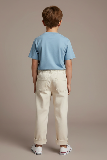 Pantalon Beige Enfant Coton Ample Décontracté - vue 2