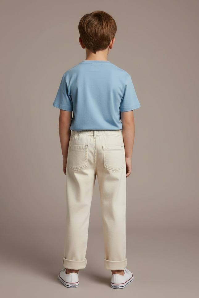 Pantalon Beige Enfant Coton Ample Décontracté - vue 2