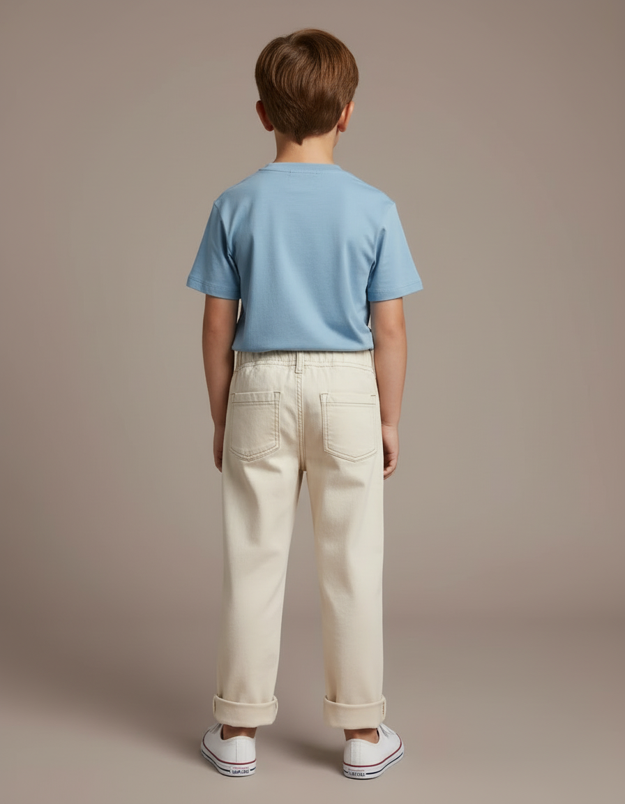 Pantalon Beige Enfant Coton Ample Décontracté - vue 2