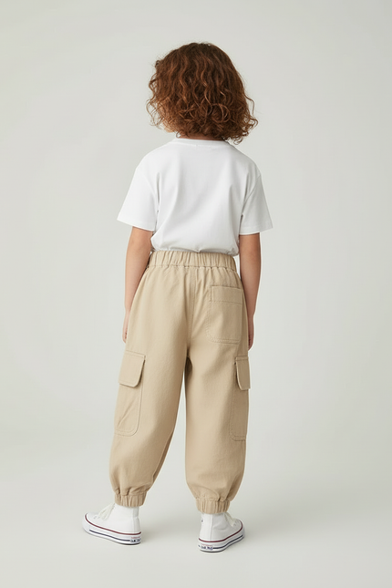Pantalon Beige Cargo Ample Coton Enfant - vue 2