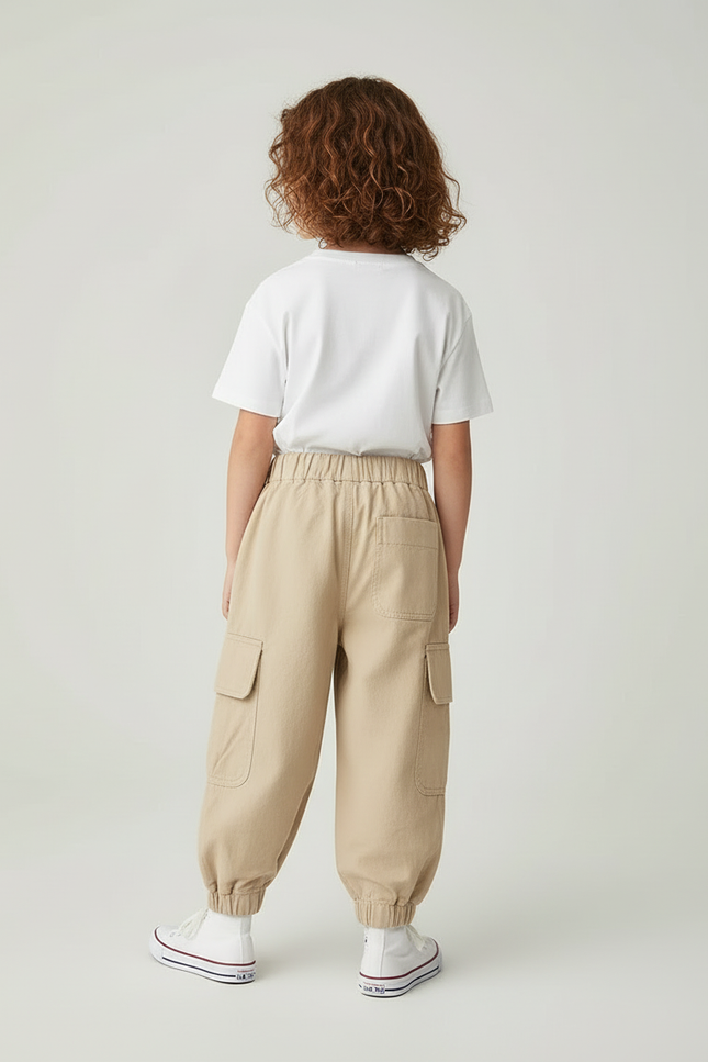 Pantalon Beige Cargo Ample Coton Enfant - vue 2