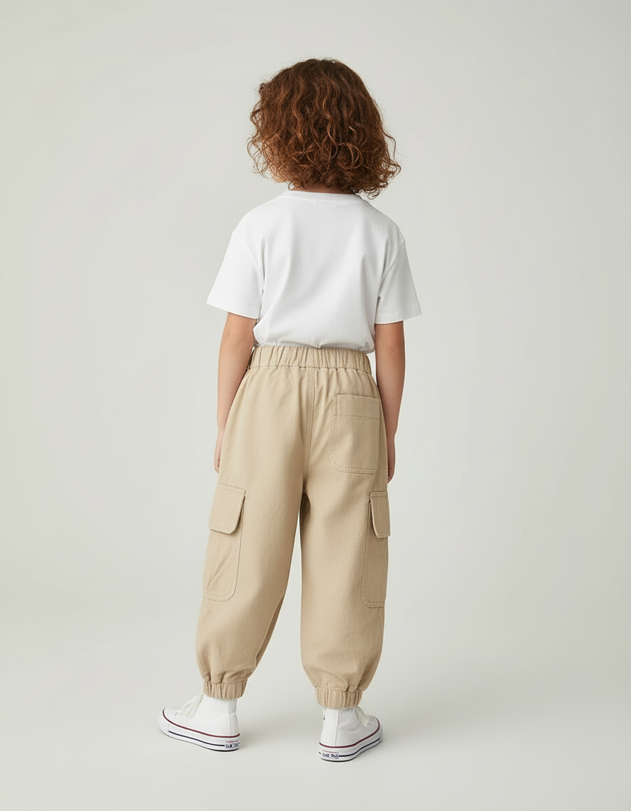 Pantalon Beige Cargo Ample Coton Enfant - vue 2