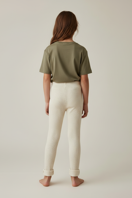 Pantalon Beige Côtelé Tricoté Slim Enfant Confortable - Maille - vue 2