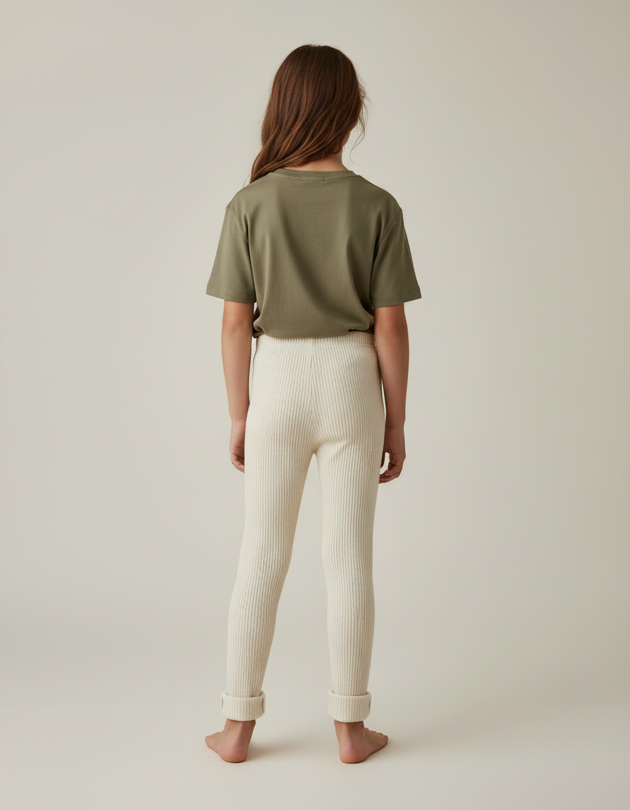 Pantalon Beige Côtelé Tricoté Slim Enfant Confortable - Maille - vue 2