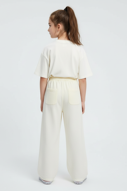 Pantalon Beige Ample Fluide Enfant Coton - Molleton - vue 2