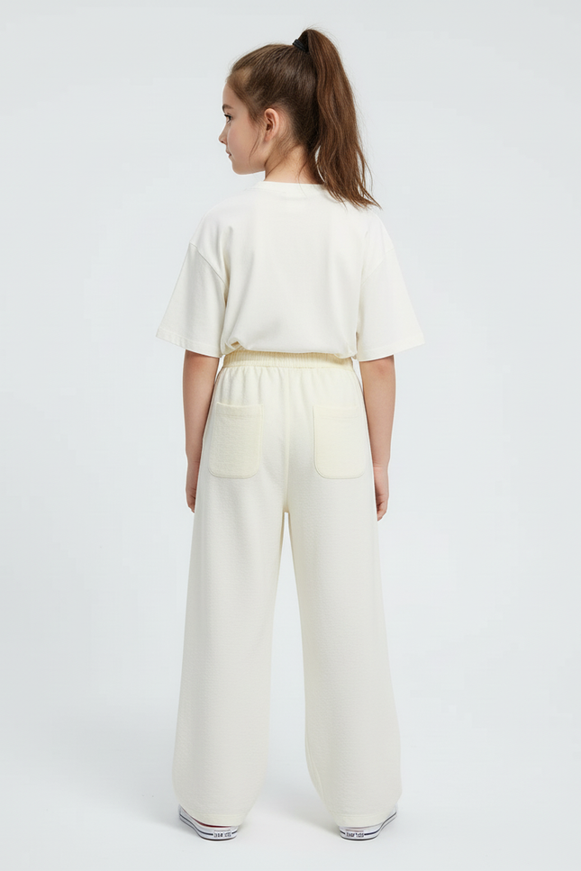 Pantalon Beige Ample Fluide Enfant Coton - Molleton - vue 2