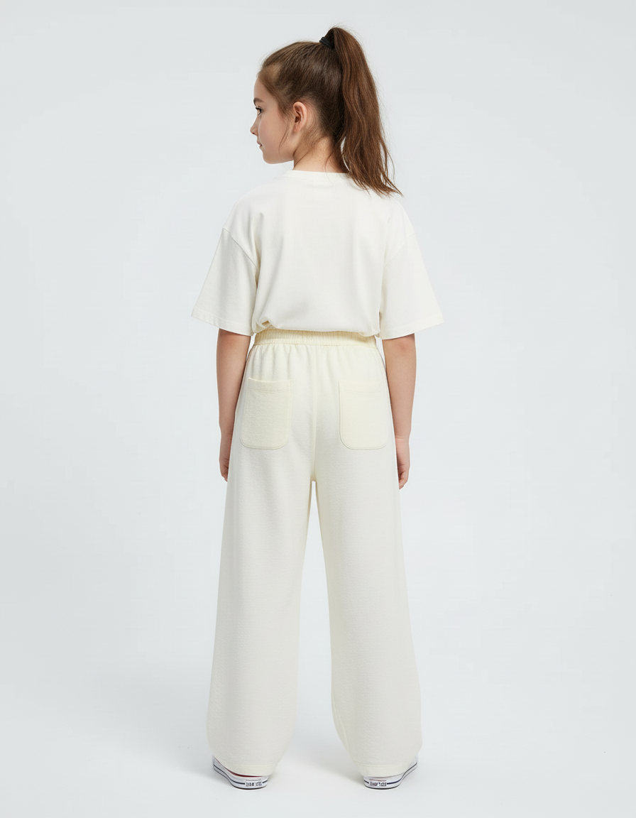 Pantalon Beige Ample Fluide Enfant Coton - Molleton - vue 2