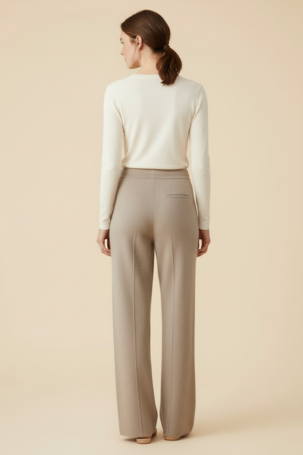 Pantalon Beige Tricoté Ample Confortable Décontracté - Maille - vue 2