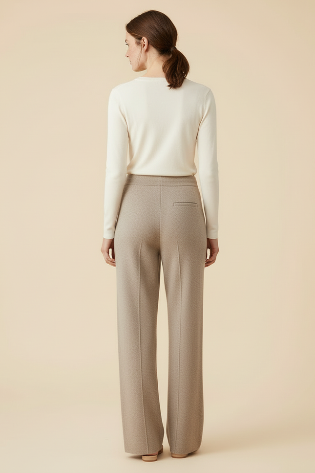Pantalon Beige Tricoté Ample Confortable Décontracté - Maille - vue 2