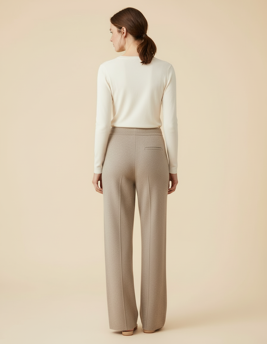 Pantalon Beige Tricoté Ample Confortable Décontracté - Maille - vue 2