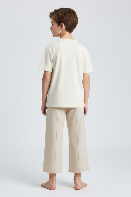 Pantalon Beige Tricoté Ample Droit Enfant - Maille - vue 2