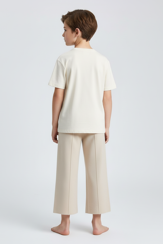 Pantalon Beige Tricoté Ample Droit Enfant - Maille - vue 2