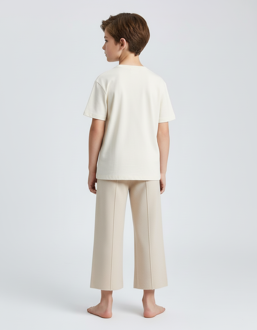 Pantalon Beige Tricoté Ample Droit Enfant - Maille - vue 2