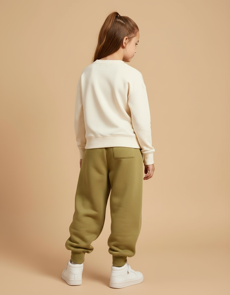 Pantalon Beige Ample Molletonné Chaud Enfant Fille - Kaki - vue 2