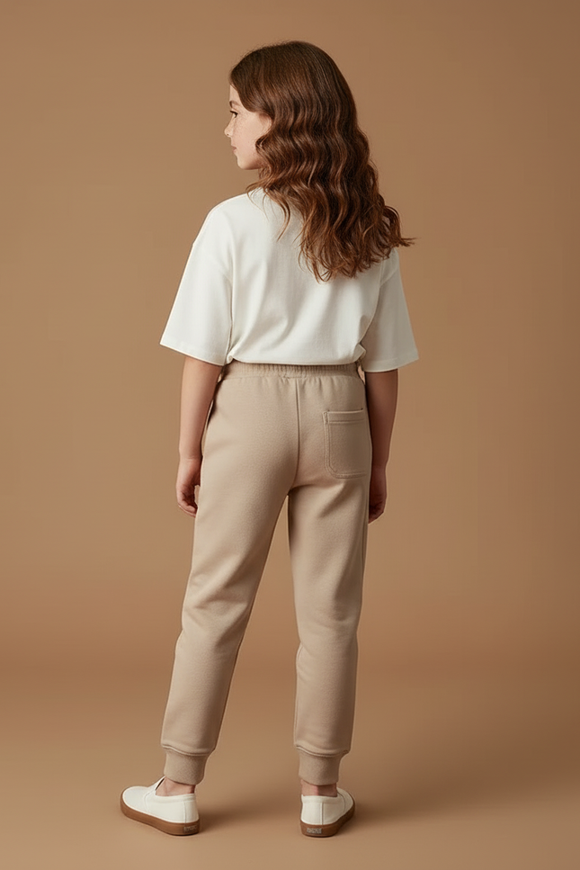 Pantalon Beige Molletonné Cordon Confortable Enfant - vue 2