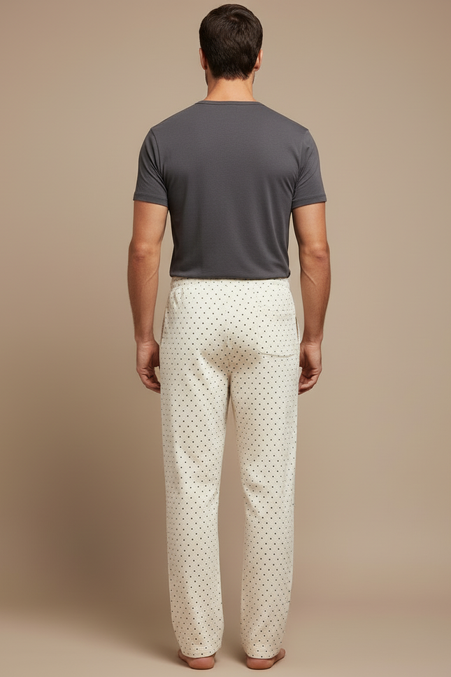 Pantalon Beige Coton Ample Motif Pois Confortable Homme - vue 2