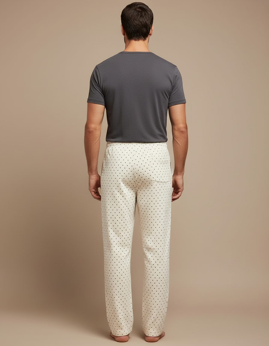 Pantalon Beige Coton Ample Motif Pois Confortable Homme - vue 2
