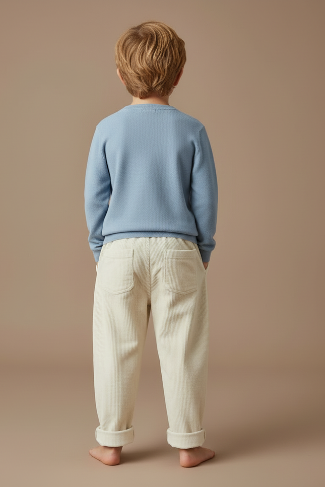 Pantalon Beige Corduroy Ample Décontracté Enfant - Cordé - vue 2