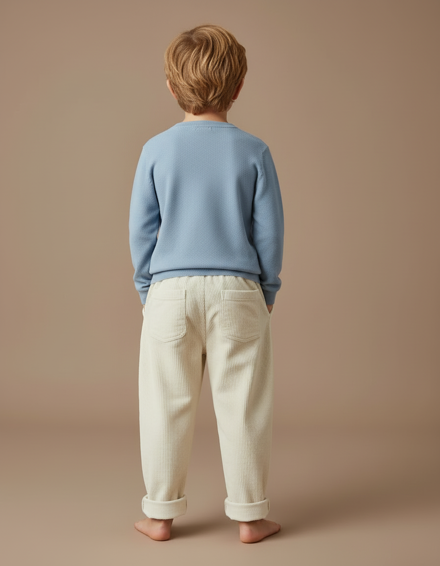 Pantalon Beige Corduroy Ample Décontracté Enfant - Cordé - vue 2