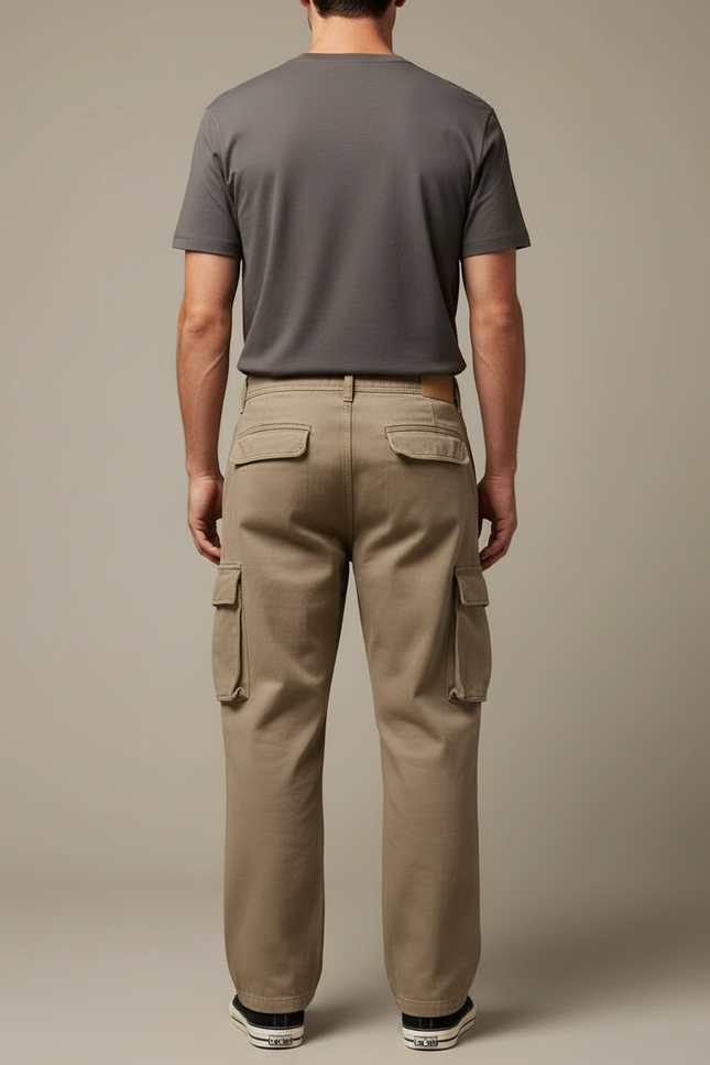 Pantalon Beige Cargo Ample Droit Homme Coton - vue 2
